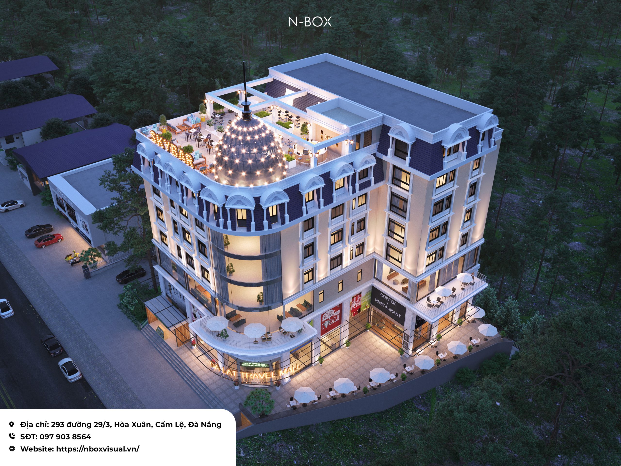 Phối cảnh trên cao của Đà Lạt Travel Mall